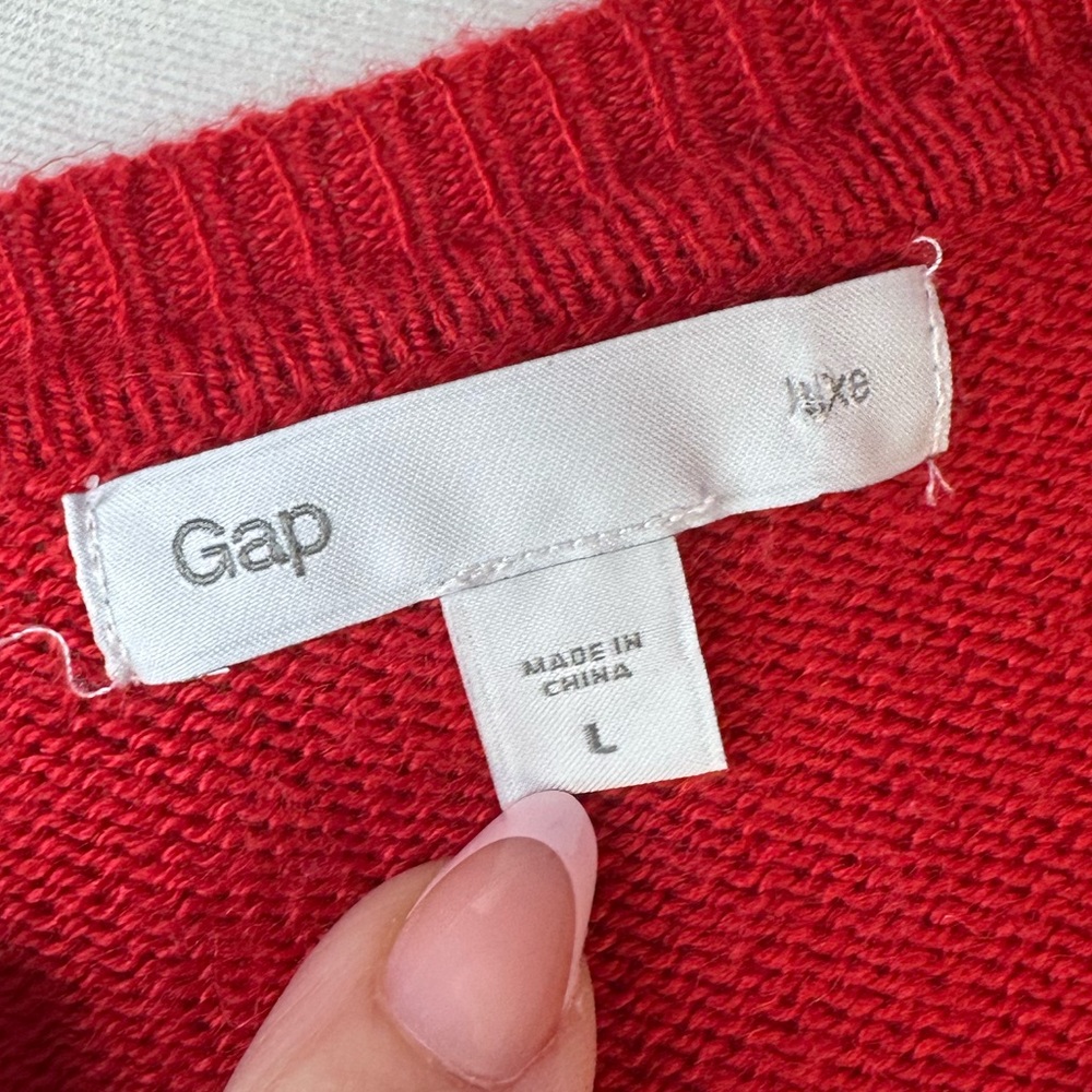 GAP Vibrant Red Crew Neck Sweater large - Picture 2 of 6